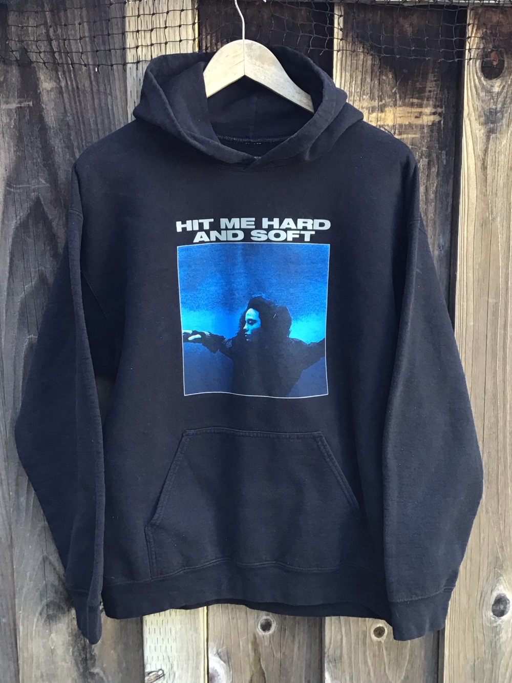Billie Eilish Hit Me Hard And Soft Hoodie Black Graphic Pullover Size Large